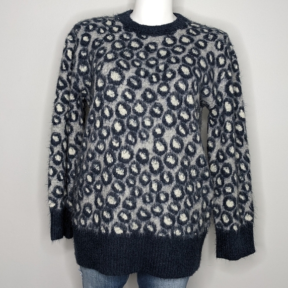 Current/Elliott blue white grey abstract dot bubble sweater 8 - Picture 1 of 10